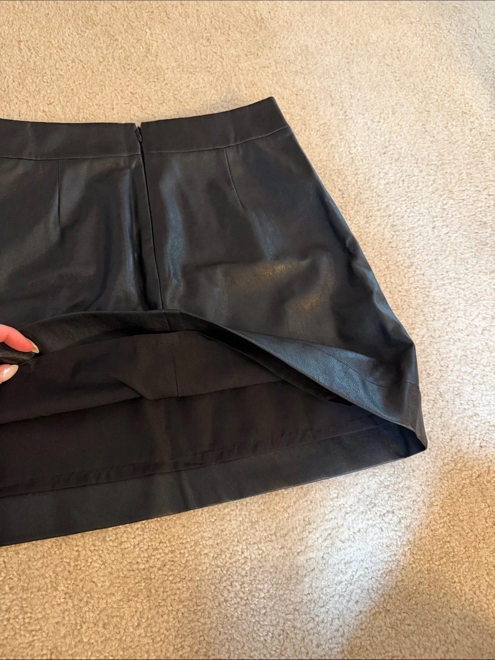 J. Crew Black Faux Leather A-Line Skirt 6